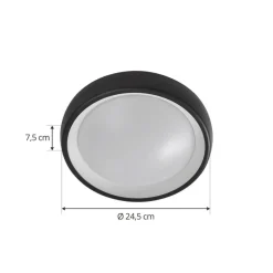 Lindby LED udendørs loftlampe Niniel, sort, Ø 25 cm