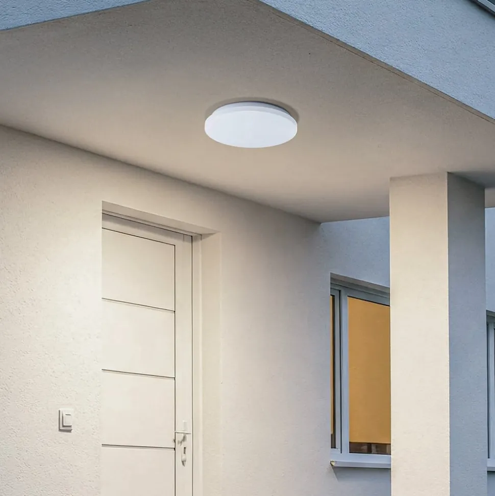 Lindby LED udendørs loftslampe Kirkola, 3000 K, Ø 34 cm, hvid