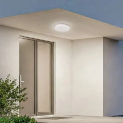Lindby LED udendørs loftslampe Kirkola, 4000 K, Ø 26 cm, hvid