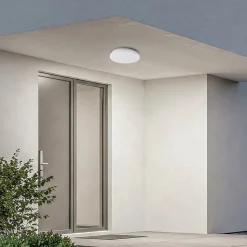 Lindby LED udendørs loftslampe Kirkola, 4000 K, Ø 26 cm, hvid