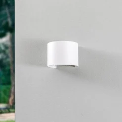 Lindby LED udendørs væglampe Nivar, rund, hvid, metal, IP54