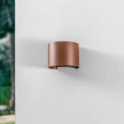 Lindby LED udendørs væglampe Nivar, rund, rust, metal, IP54