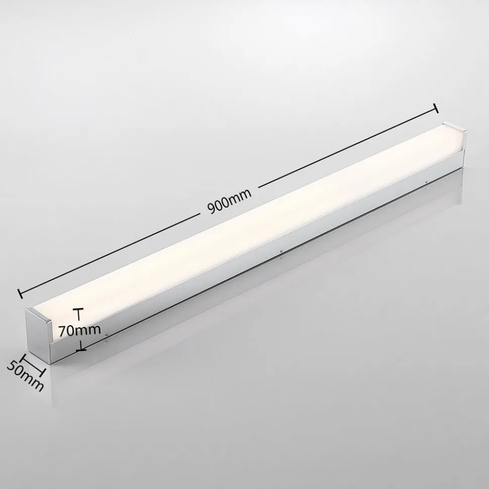 Lindby LED-badeværelseslampe Klea, 90 cm, krom, metal, IP44