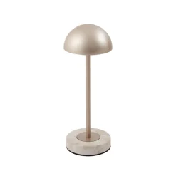 Lindby LED-batteridrevet bordlampe Pippin, guld/travertin, IP44