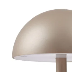 Lindby LED-batteridrevet bordlampe Pippin, guld/travertin, IP44