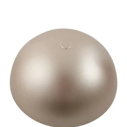 Lindby LED-batteridrevet bordlampe Pippin, guld/travertin, IP44