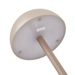 Lindby LED-batteridrevet bordlampe Pippin, guld/travertin, IP44