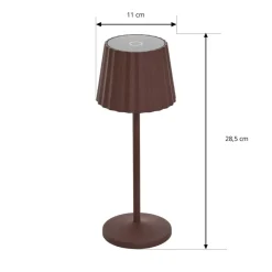 Lindby LED-batteridrevet bordlampe Esali, rustbrun, IP65