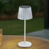 Lindby LED-batteridrevet bordlampe Esali, hvid, riller, 29 cm