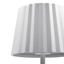 Lindby LED-batteridrevet bordlampe Esali, hvid, riller, 29 cm
