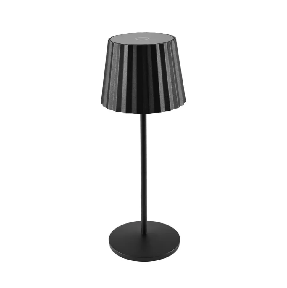 Lindby LED-batteridrevet bordlampe Esali, sort, metal, IP65