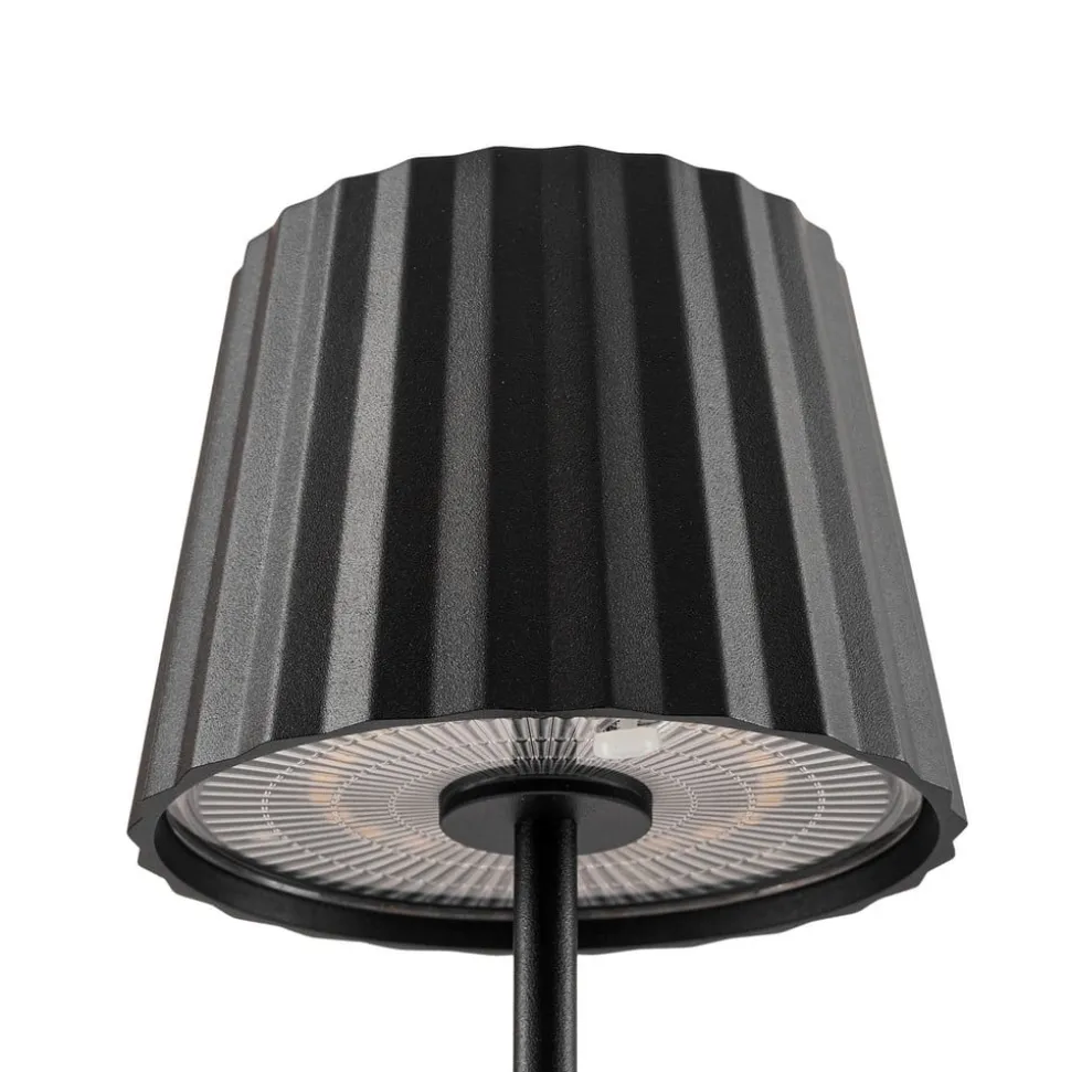 Lindby LED-batteridrevet bordlampe Esali, sort, metal, IP65