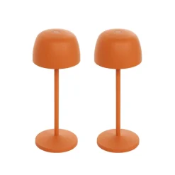 Lindby LED-bordlampe Areitty, orange, sæt med 2, aluminium