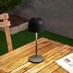 Lindby LED-bordlampe Arietty, sort, dæmpbar, IP65