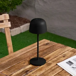 Lindby LED-bordlampe Arietty, sort, dæmpbar, IP65