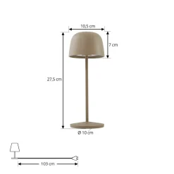 Lindby LED-bordlampe Arietty, beige, dæmpbar, IP65