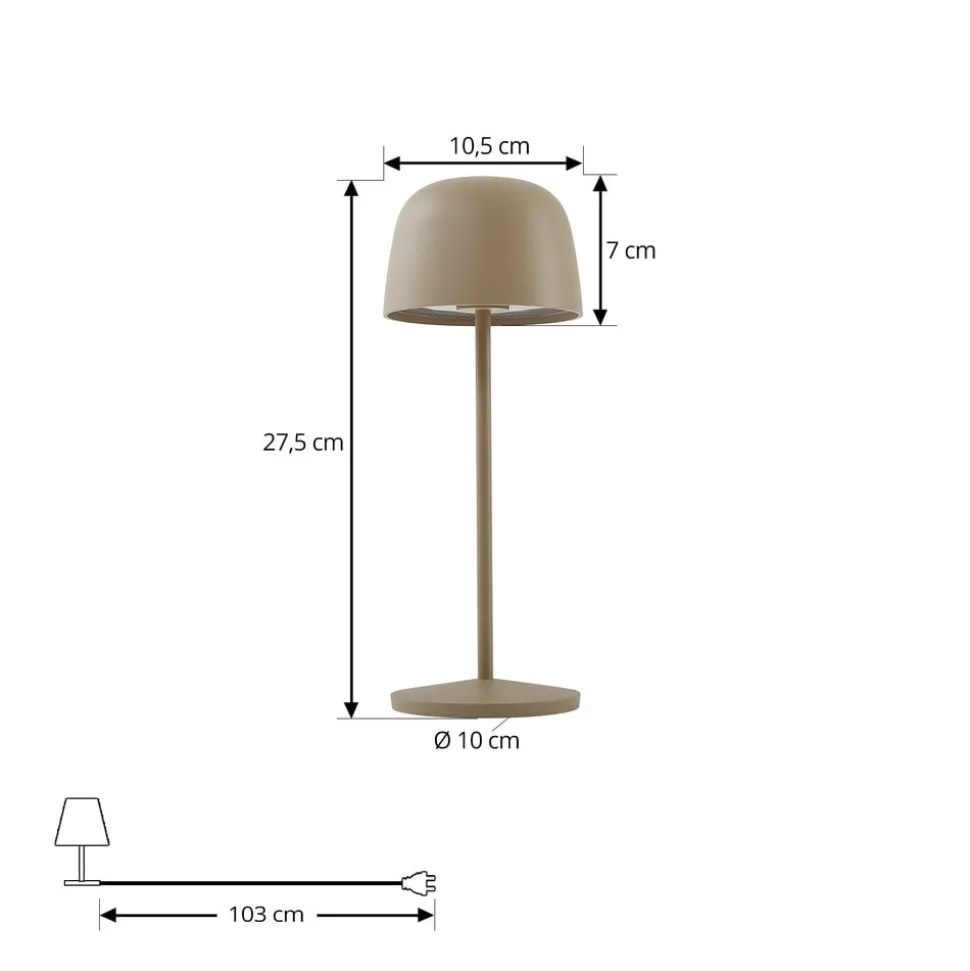 Lindby LED-bordlampe Arietty, beige, dæmpbar, IP65