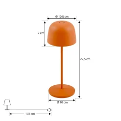 Lindby LED-bordlampe Arietty, orange, dæmpbar, IP65