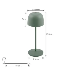 Lindby LED-bordlampe Arietty, grøn, dæmpbar, IP65