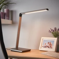 Lindby LED-bordlampe Kuno, grå, USB, touch-dæmper