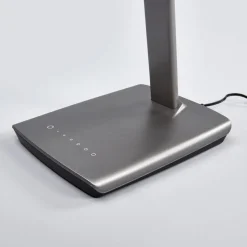 Lindby LED-bordlampe Kuno, grå, USB, touch-dæmper