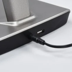 Lindby LED-bordlampe Kuno, grå, USB, touch-dæmper