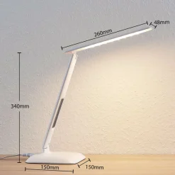 Lindby LED-bordlampe Ludmilla, højde 34 cm, hvid, display