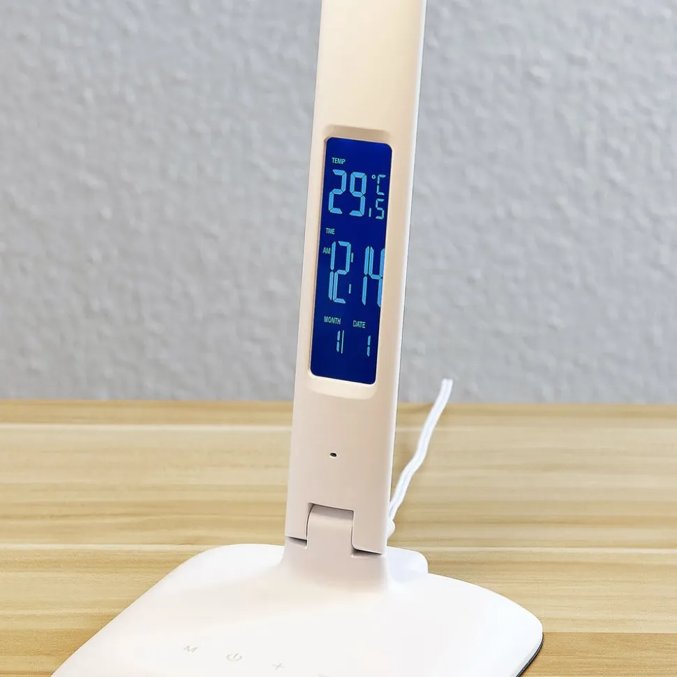 Lindby LED-bordlampe Ludmilla, højde 34 cm, hvid, display