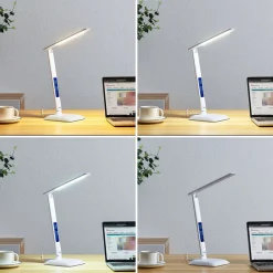 Lindby LED-bordlampe Ludmilla, højde 34 cm, hvid, display