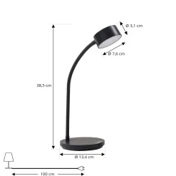 Lindby LED-bordlampe Maori, sort, CCT, metal, dæmpbar