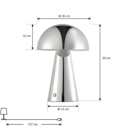 Lindby LED-bordlampe Nevijo, krom, Ø20 cm, USB, dæmpbar