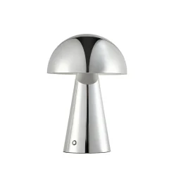 Lindby LED-bordlampe Nevijo, krom, Ø20 cm, USB, dæmpbar