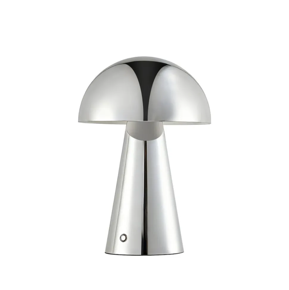 Lindby LED-bordlampe Nevijo, krom, Ø20 cm, USB, dæmpbar