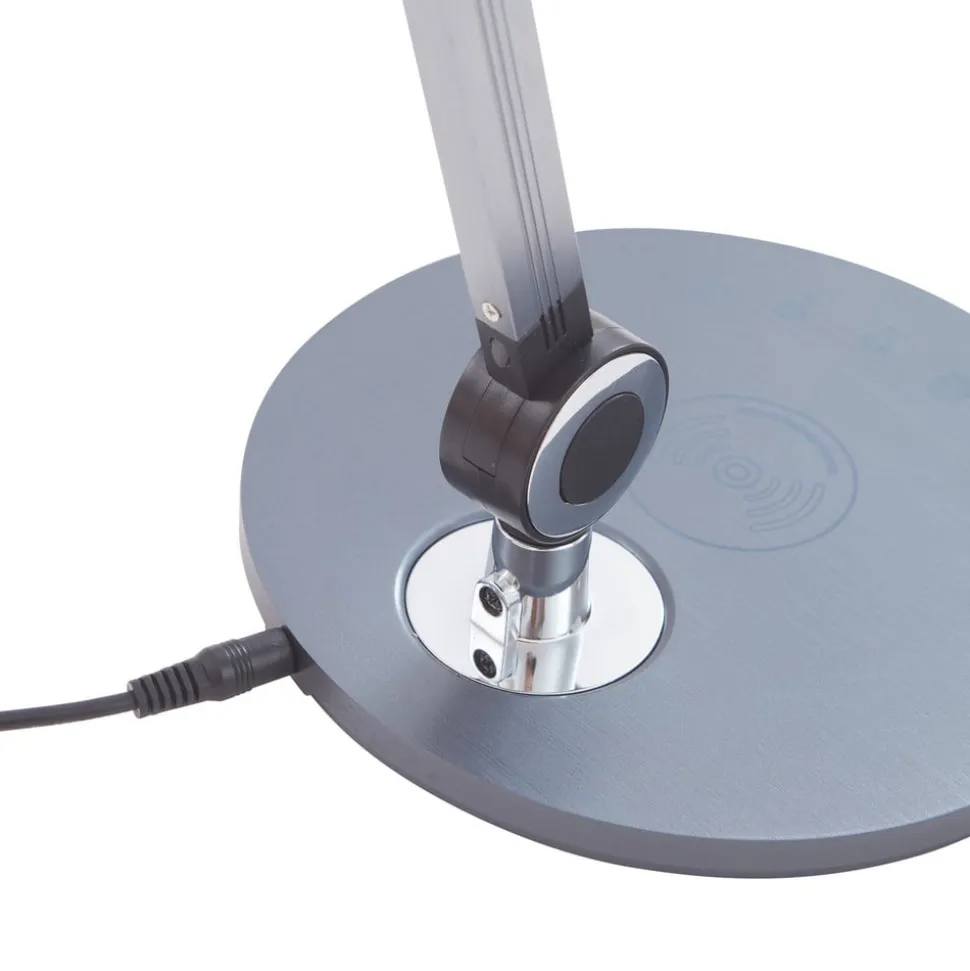 Lindby LED-bordlampe Nyxaris, grå, metal, CCT, 50 cm