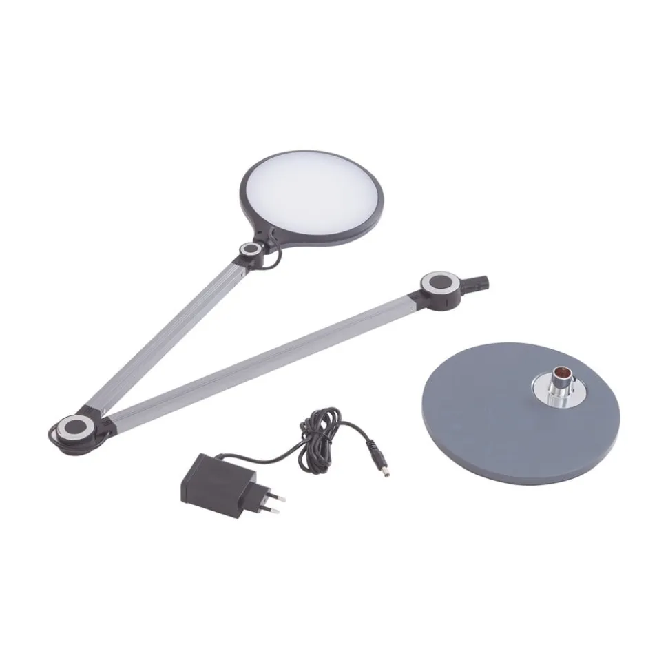 Lindby LED-bordlampe Nyxaris, grå, metal, CCT, 50 cm