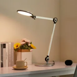 Lindby LED-bordlampe Nyxaris, sølv, metal, CCT, 50 cm