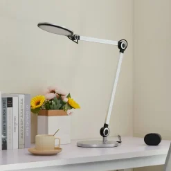 Lindby LED-bordlampe Nyxaris, sølv, metal, CCT, 50 cm