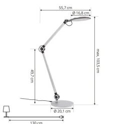 Lindby LED-bordlampe Nyxaris, sølv, metal, CCT, 50 cm