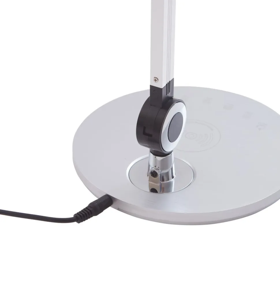 Lindby LED-bordlampe Nyxaris, sølv, metal, CCT, 50 cm