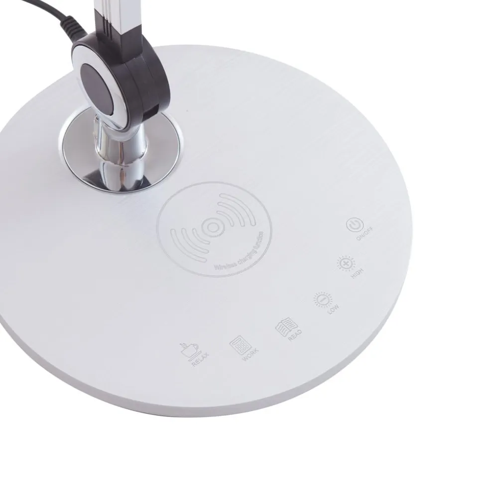 Lindby LED-bordlampe Nyxaris, sølv, metal, CCT, 50 cm