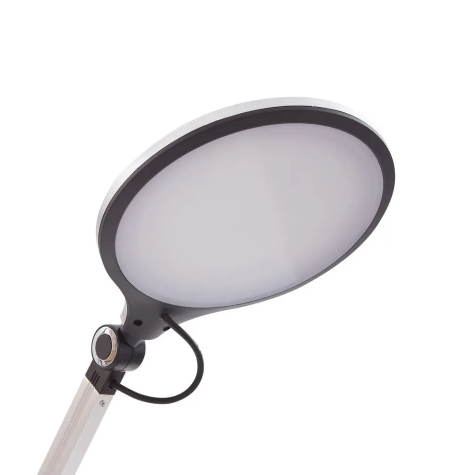 Lindby LED-bordlampe Nyxaris, sølv, metal, CCT, 50 cm