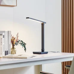 Lindby LED-bordlampe Rylas, sort, USB, CCT
