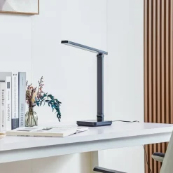 Lindby LED-bordlampe Rylas, sort, USB, CCT