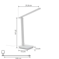 Lindby LED-bordlampe Rylas, hvid, USB, CCT