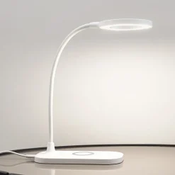 Lindby LED-bordlampe Siona, hvid, CCT, dæmpbar, ladestation