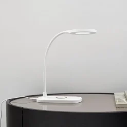 Lindby LED-bordlampe Siona, hvid, CCT, dæmpbar, ladestation