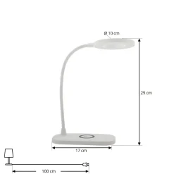 Lindby LED-bordlampe Siona, hvid, CCT, dæmpbar, ladestation