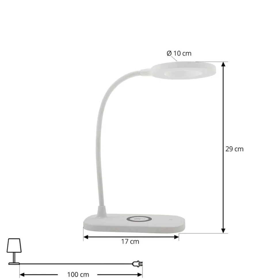 Lindby LED-bordlampe Siona, hvid, CCT, dæmpbar, ladestation