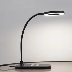 Lindby LED-bordlampe Siona sort CCT dæmpbar ladestation