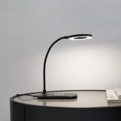 Lindby LED-bordlampe Siona sort CCT dæmpbar ladestation